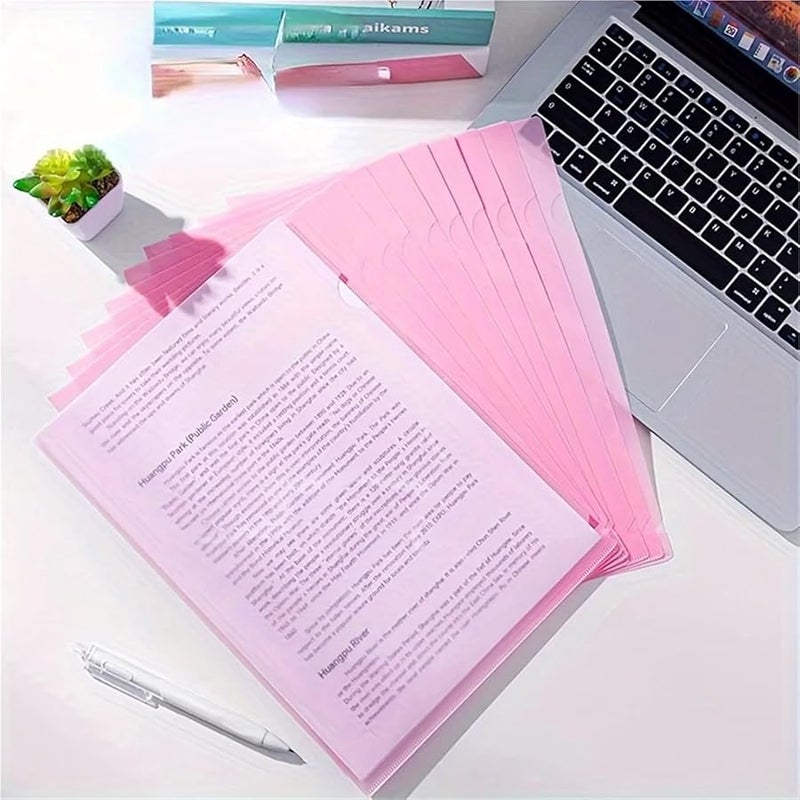 Pink Clear Folders 40pcs Acrylic L Shaped File Envelopes For A4 Documents Sturdy Office Organization - Image 2